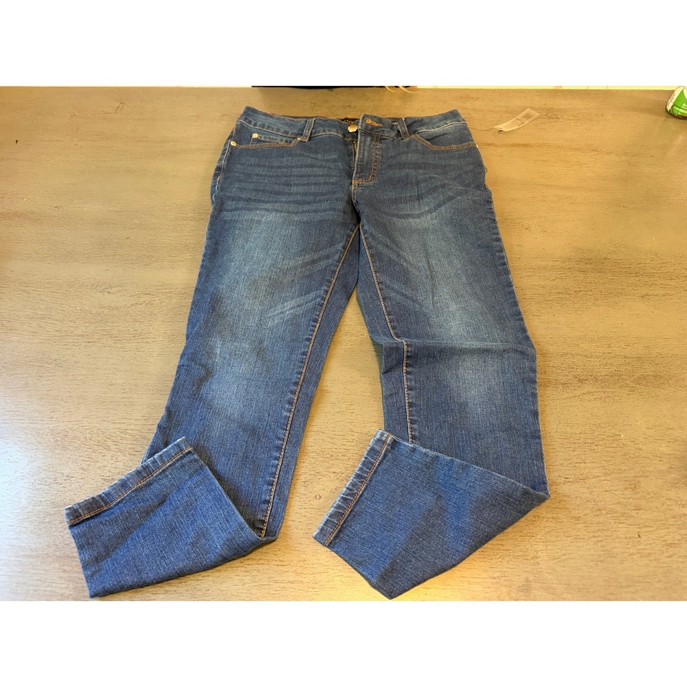 Tahari Chloe Fit Solution Skinny Jeans Medium Wash Blue Denim Size 10/30